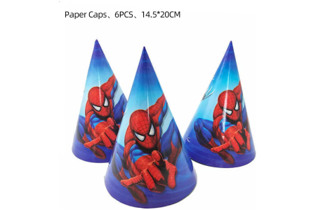 Vienkartinės popierinės kepuraitės „Žmogus voras” (Spiderman)  6 vnt.