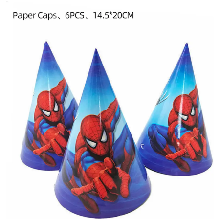 Vienkartinės popierinės kepuraitės „Žmogus voras” (Spiderman)  6 vnt.