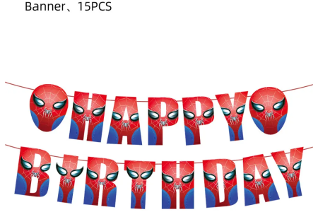 Girlianda "Happy birthday" Spiderman ( Žmogus voras )