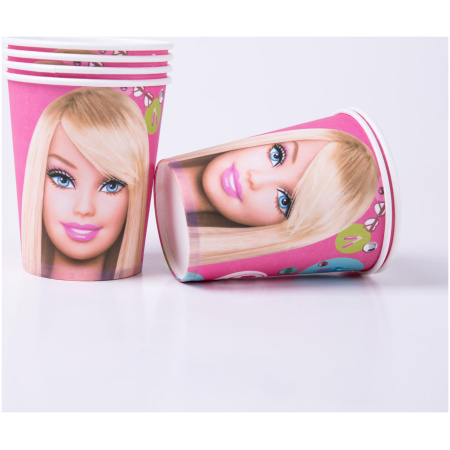 1757640a2b8b816e69150da260767fda Vienkartiniai puodeliai Barbie, 10 vnt.
