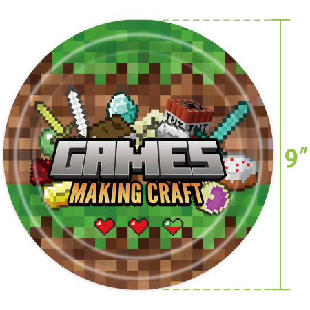 Vienkartinės lėkštutės Minecraft 23cm, 10 vnt.