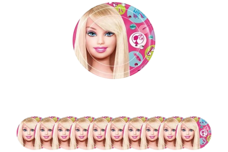 Vienkartinės lėkštutės Barbie 23cm, 10 vnt.