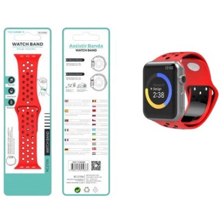 techancy-watch-band-redblack-3840-mm-93edf_reference (1) Išmaniojo Laikrodžio Apyrankė 38/40 mm Raudona/Juoda