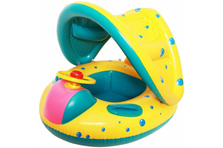 Pripučiamas čiužinys vaikams su vairu ir stogeliu nuo saulės, 73 X 65 X 60 cm, įvairių spalvų