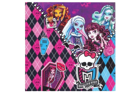 Vienkartinės popierinės servetėlės Monster High, 20 vnt.