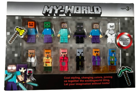 Figūrėlės konstruktoriams My World Minecraft, 12 vnt.