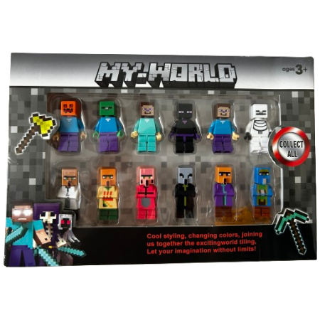 Figūrėlės konstruktoriams My World Minecraft, 12 vnt.