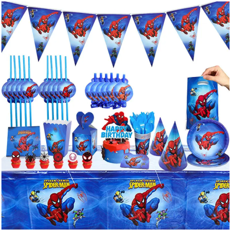 „Žmogus voras” (Spiderman)  Gimtadienio Vienkartinių Indų 12 Dalių Rinkinys
