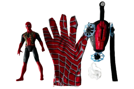 Pirštinė-šaudyklė su šoviniais ir Figūrėle Žmogus Voras (Spiderman)