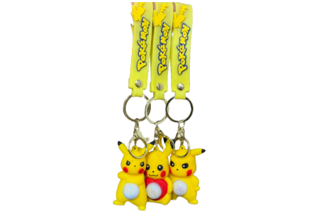 Šviečiantis Raktų pakabukas Pikachu, geltonas 3vnt