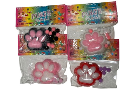 Plaukuotos Katės letenėlės, antistresinis žaislas, įvairių spalvų, 4 vnt.