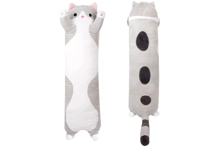 Pliušinis Žaislas/Pagalvė Katinas 90 cm Pilkas