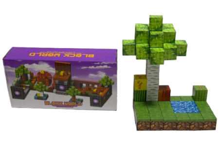 Minecraft stiliaus magnetinis blokelių / kaladėlių rinkinys - 53 vnt