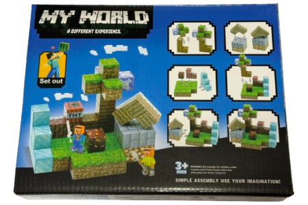 Minecraft magnetinis blokelių / kaladėlių rinkinys - 50 vnt