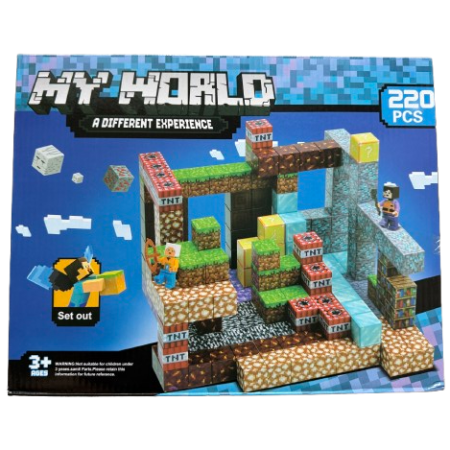 Minecraft magnetinis blokelių / kaladėlių rinkinys - 220 vnt