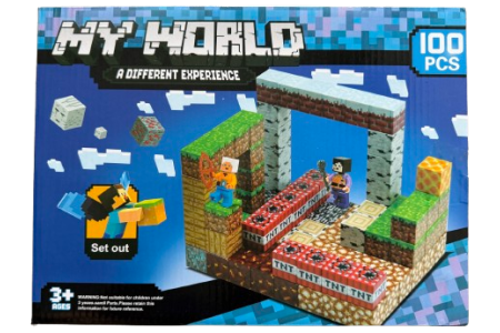 Minecraft magnetinis blokelių / kaladėlių rinkinys - 100 vnt