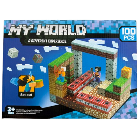 Minecraft magnetinis blokelių / kaladėlių rinkinys - 100 vnt