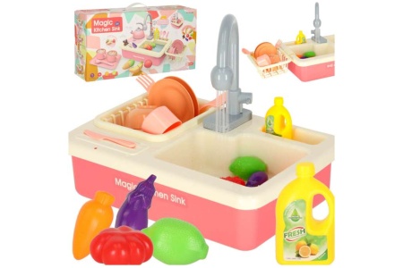 Vaikiška kriauklė su priedais, rožinė, 15 elementu