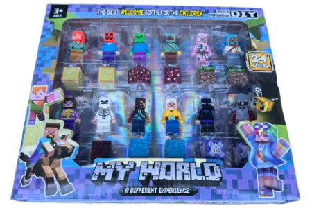 Figurėlės Konstruktoriams Su Magnetiniais Kubeliais Minecraft My World 24 vnt.