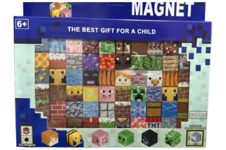 Minecraft Stiliaus Magnetinis Kaladėlių Rinkinys - 60 vnt