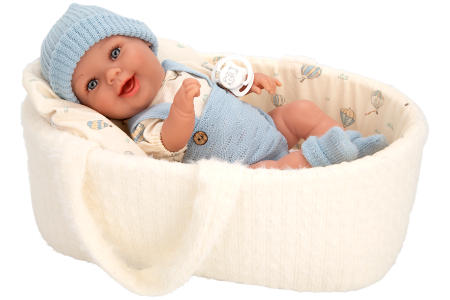 Arias kūdikėlis lėlė baltoje nešyklėje, berniukas, 33 cm