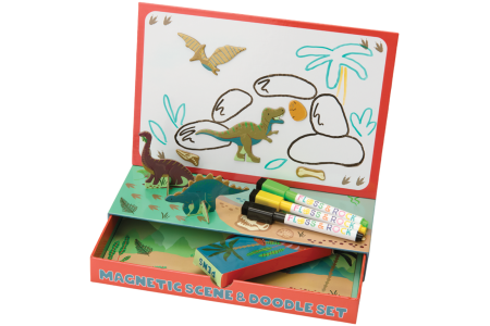 Magnetinis žaidimas ir piešimo rinkinys, Dinozaurai