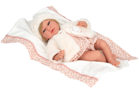 Arias lėlytė kūdikėlis su kailinukais, 40 cm