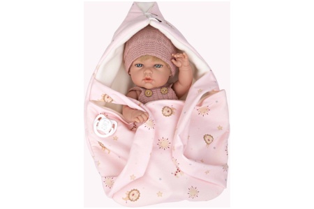 Arias lėlė su megztais rožiniais rūbeliais, mergaitė, 30 cm