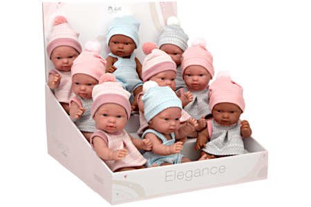 Elegantiški kūdikėliai su kepurėmis, 26 cm