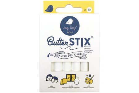 Jaq Jaq Bird kreidelės, baltos spalvos, 12 vnt.