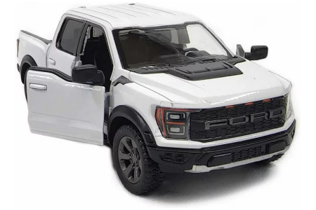 KiNSMART automobilis, 2022 Ford F-150 Raptor, baltas