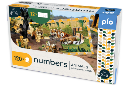 Lavinanti dėlionė NUMBERS - ANIMALS, 3-6 metų vaikams