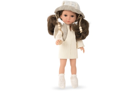 Lėlytė Carole su lininiais rūbeliais, 36 cm