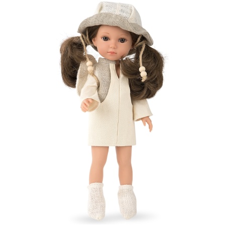 Lėlytė Carole su lininiais rūbeliais, 36 cm