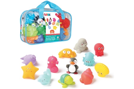 LUDI maudymosi žaislų komplektas, Jūros gyvūnai, 12 vnt.