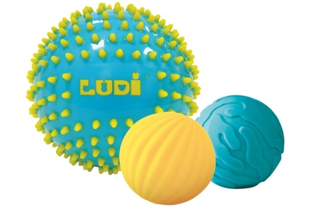 LUDI sensoriniai kamuoliukai, mėlyna ir geltona 3 vnt.