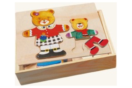 Medinė dėlionė-žaidimas, Aprenk mešką ir meškutį, 3+