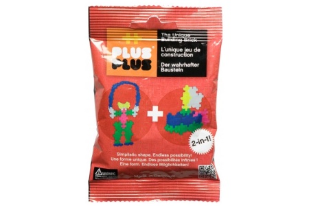 Plus Plus konstruktorius Mini neoninės - raudona kišenpinigių pakuotė 2in1