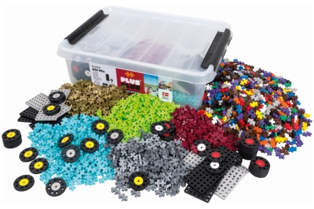 Plus Plus konstruktoriaus su PAGRINDUKAIS ir RATAIS, rinkinys