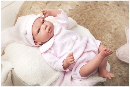 Reborn kūdikėlis su rožiniais rūbeliais, 40 cm