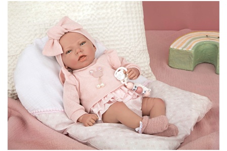 Reborn lėlytė rožiniais rūbeliais, 40 cm