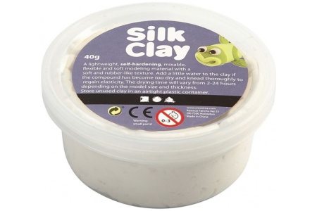 Šilkinis modelinas - balta spalva, 40 g