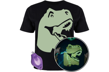 Splat Planet šviečiantys tamsoje marškinėliai, Dinozauras