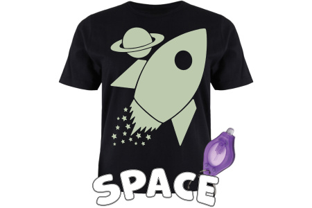 Splat Planet šviečiantys tamsoje marškinėliai, Kosmose
