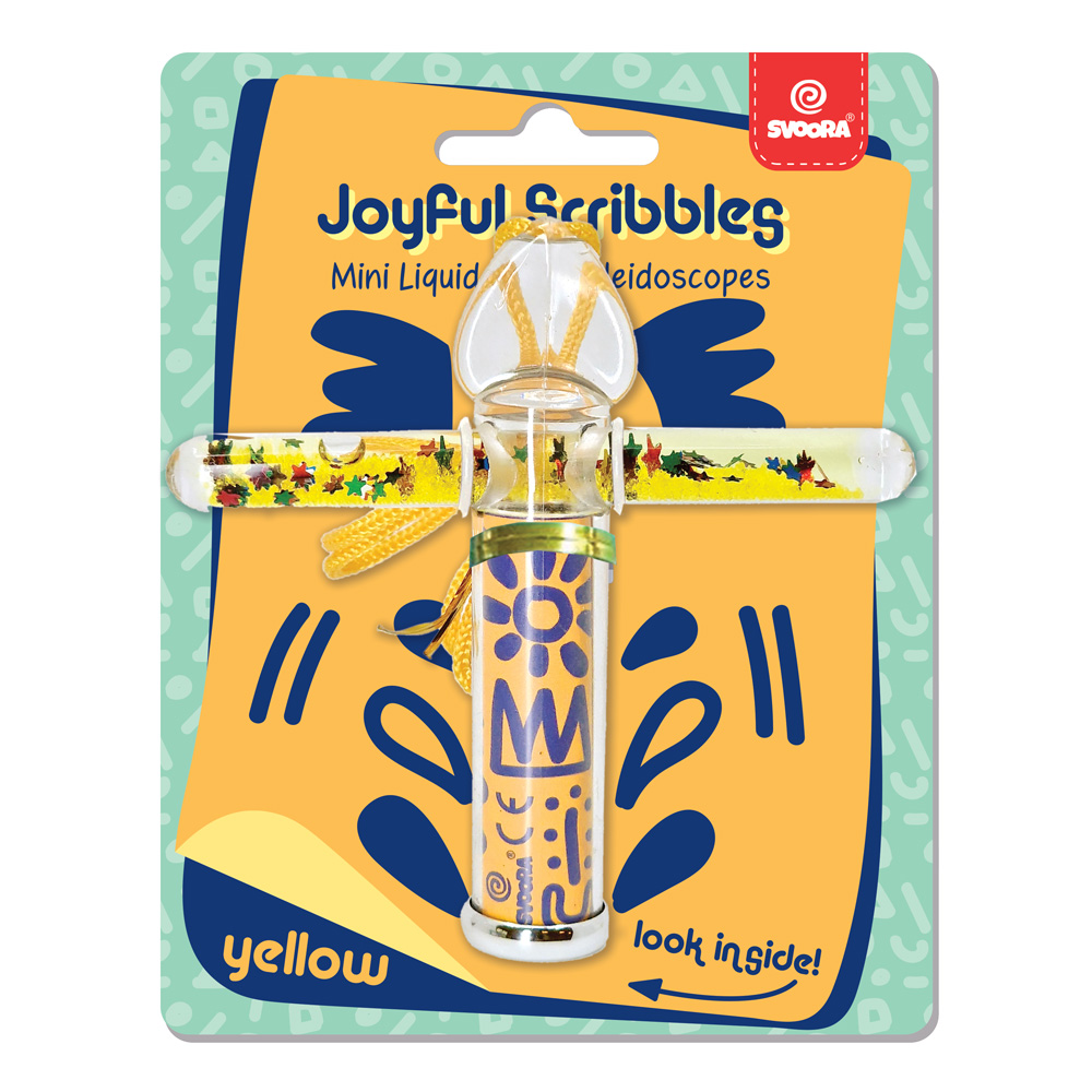 Svoora kaleidoskopas su tūbele, Geltoni raštai, 10 cm - Image 2