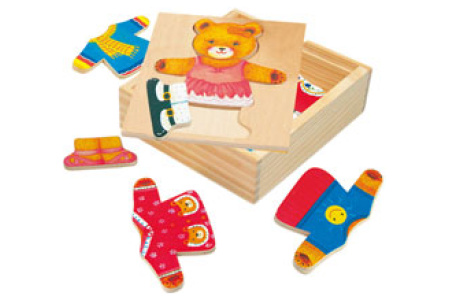 Medinė dėlionė-žaidimas, Aprenk meškutę Bertą, 3+