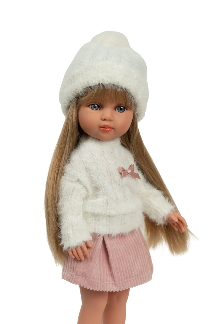 Arias lėlė mergaitė Carlota pūkuotu megztiniu, 36 cm - Image 3