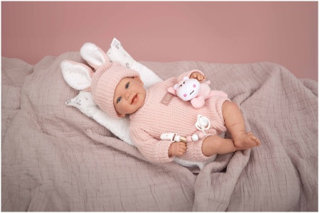 Arias Reborn lėlė kūdikėlis rožiniais rūbeliais, Lucia, 45 cm