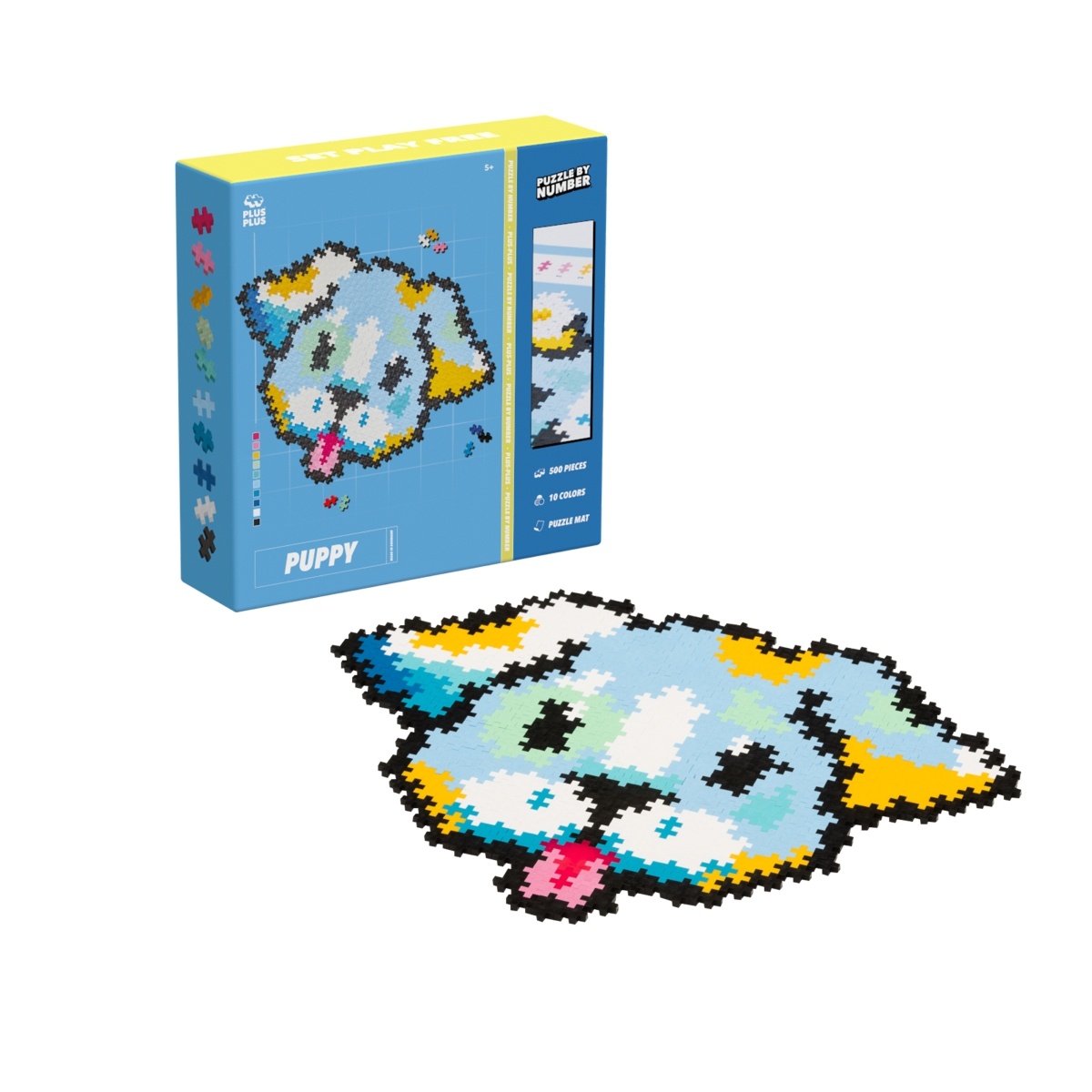 3961puzzlebynumber500pcpuppy1_1739787023 Plus Plus dėlionė pagal skaičius, ŠUNIUKAS, 500 det.
