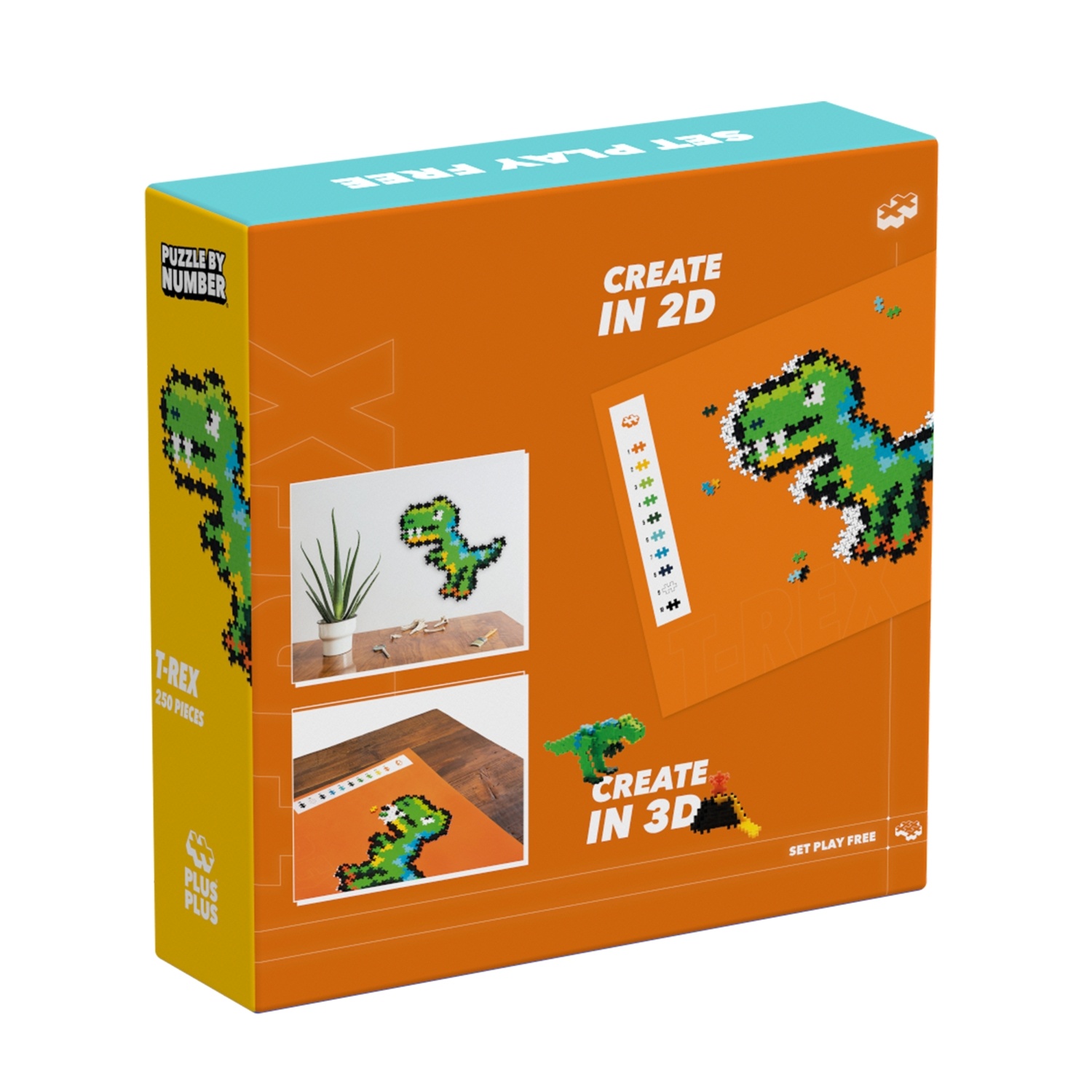 4334-pp-pbnt-rex250pcsboxback_1752655005 Plus Plus dėlionė pagal skaičius, T-REX, 250 det.